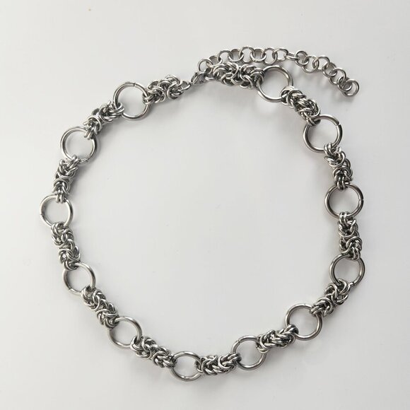 Vintage gothic chainmaille hoop silver choker necklace ✦ chunky chain necklace ✦ - Picture 6 of 8